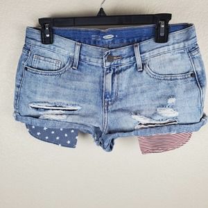 Stars & Stripes Light Wash Denim Shorts